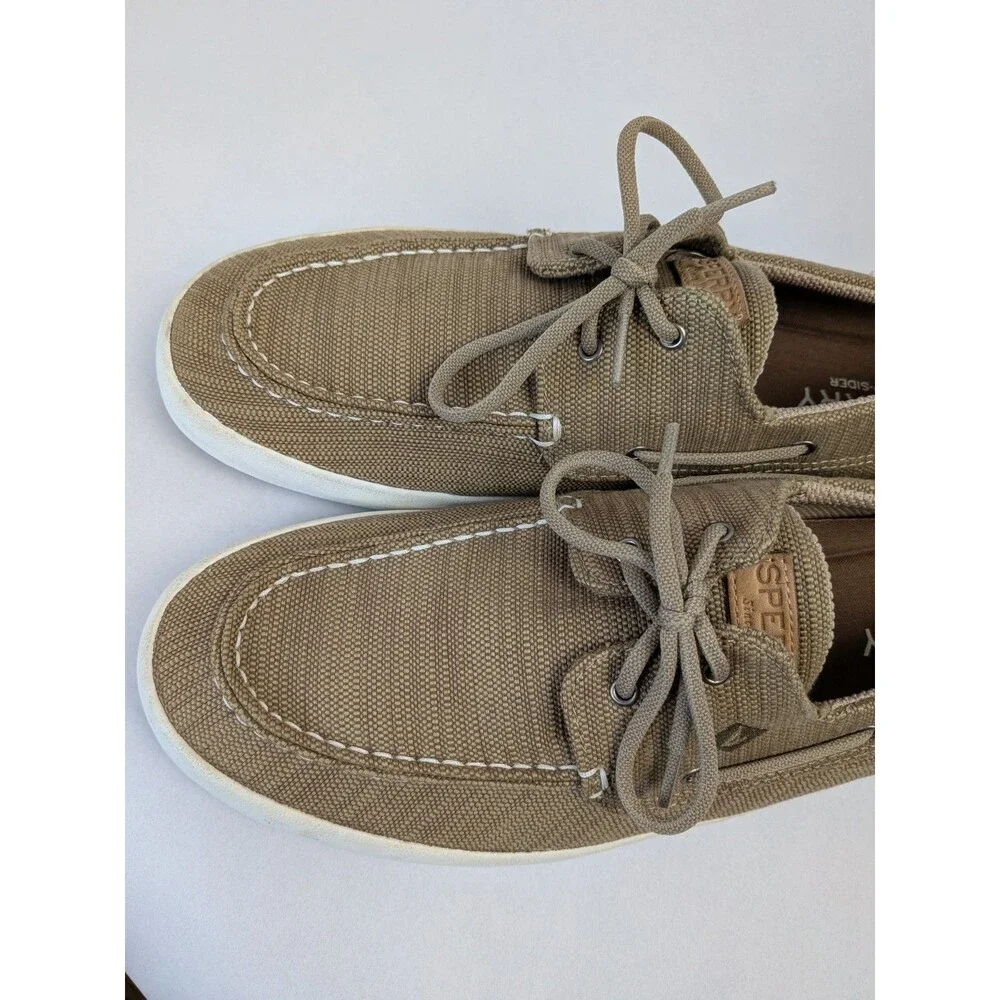 Sperry Shoes Men's Size 13 Bahama Boat Hybrid Slip On Baja Linen Beige Canvas